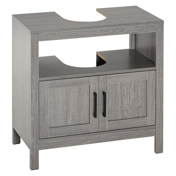 Pedestal Sink Storage Cabinet, Bathroom Under Sink Cabinet with 2 Doors and Open Shelf, Bathroom Vanity, Gray Grey