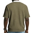 thumbnail image 5 of BVnarty Men's Summer Waffle Knit Raglan Short Sleeve Zip Lapel Top Relaxed Fit Casual Outdoor Street Daily Fashion Tee Army Green L, 5 of 7