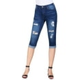 thumbnail image 1 of 2Luver, Women's, Stretchy 5 Pocket Skinny Capri Jeans, Medium Blue Wash, 9, 1 of 3