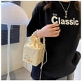 thumbnail image 5 of Zhuge Bolso de hombro tejido para mujer, bolso de mano tejido, bolso de mano tejido elegante para playa de verano, bolsos de hombro de 4,33 x 4,72 x 4,33 pulgadas (blanco F), 5 of 5