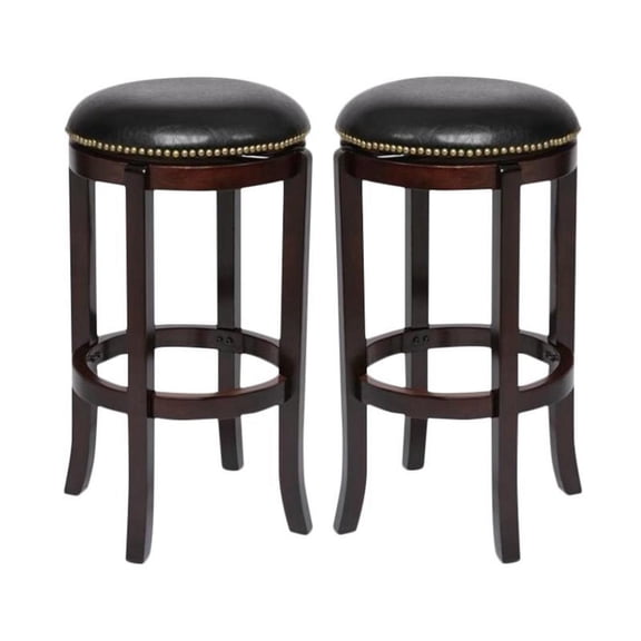 Home Square Cordova 29" Swivel Bar Stool in Cappuccino - Set of 2