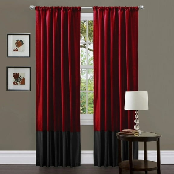 Lush Decor Milione Fiori 84" x 42" Solid Merlot 100% Polyester 3" Rod Pocket 2-Pc Set Window Panel