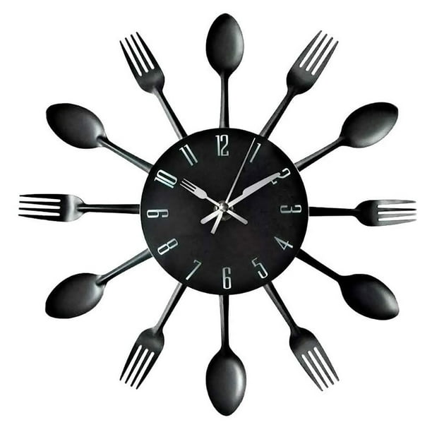 Reloj De Pared De Cocina, Reloj De Pared De Metal, Tenedor Para Restaurante