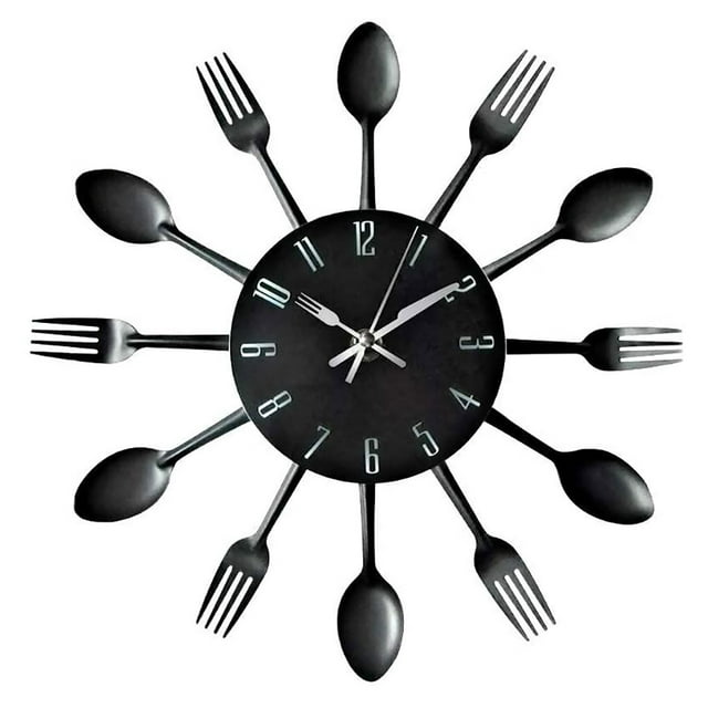 Reloj De Pared De Cocina, Reloj De Pared De Metal, Tenedor Para Restaurante