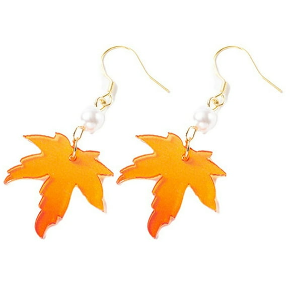 OUNONA  Fall Season Earrings Leaf for Women Thanksgiving Jewelry Women's Orange