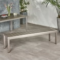thumbnail image 2 of GDF Studio Crested Bay Outdoor Aluminum and Faux Wood Bench, Gray and Silver, 2 of 8