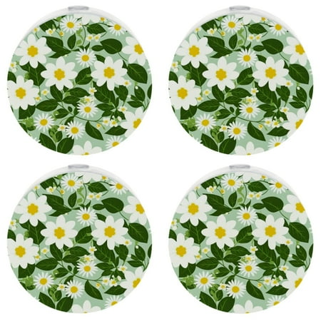 

YZUOUZY Bedside Lamps Night Lights 4-PC Floral Jasmine Flowers Lemon Wreath Ivy