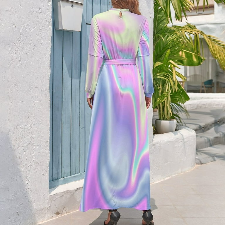 holographic maxi dress Holographic sequined dress with connected sleeves