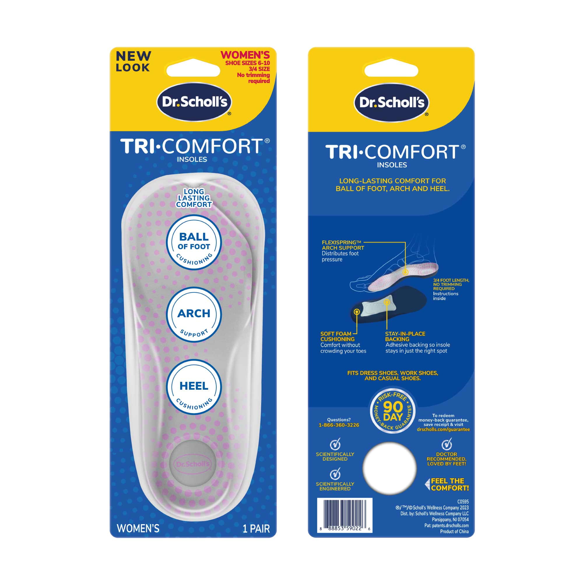 les vee Nodig hebben Dr. Scholl's Tri-Comfort Shoe Insoles for Women (6-10) Inserts with  FlexiSpring Arch Support - Walmart.com