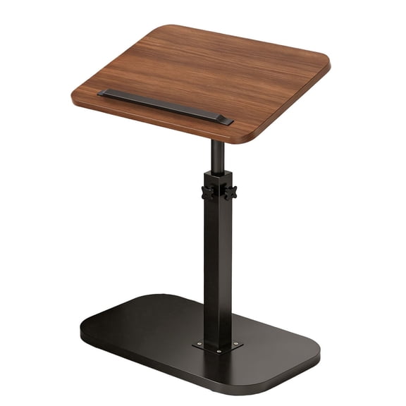 Premium Walnut Side Table: Adjustable 17.52"-29.92"H, 15.75"x11.81" Thick Top, 15KG – Ideal for Bedside/Sofa/Small Spaces, Reading/Work