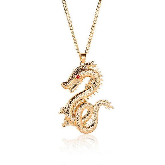 Chinese Dragon Pendant Necklace Fashion Design Long Sweater Necklaces Women Gifts Jewelry GZW