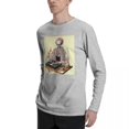 thumbnail image 5 of ALLNOB Men's Long Sleeve Round Neck T-Shirt with Floral Print Gray, 5 of 6