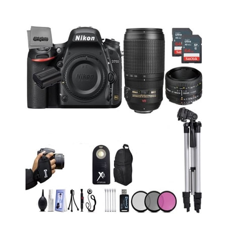 Nikon D750 24.3MP 1080P FX DSLR Camera w/ Nikon 50mm 1.8D - Nikon 70-300mm AF-S VR - Opteka 650-2600mm - 21PC Ultra Zoom Kit