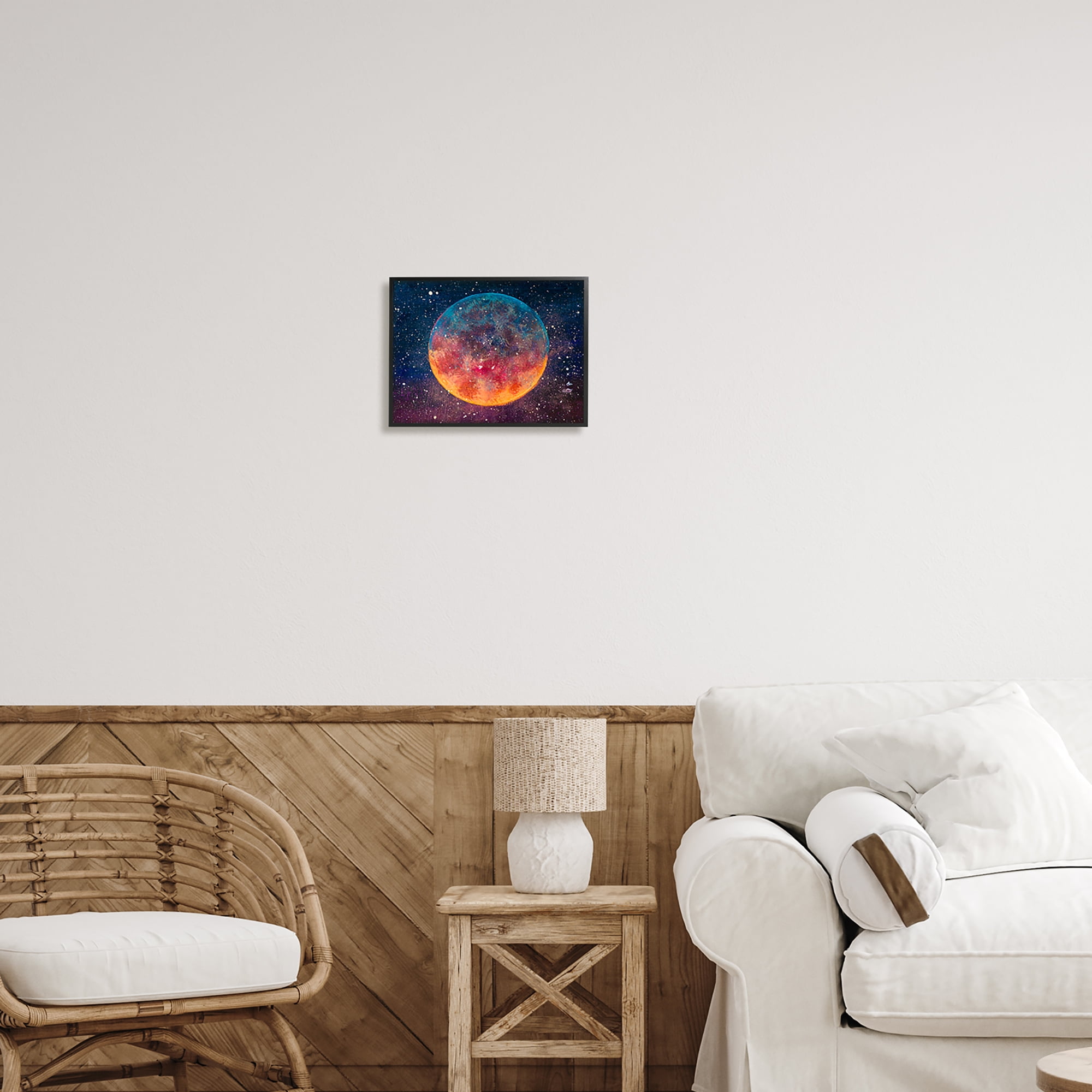 Stupell Industries Starry Night Planet Nature Painting Black Framed Art Print Wall Art, 14 x 11