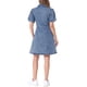 thumbnail image 3 of Vestido de mezclilla de mujer Inspire Chic con mangas cortas abullonadas, cuello y botones, estilo A-line, casual, talla S, azul medio, 3 of 5