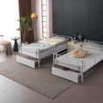 thumbnail image 3 of UBesGoo Twin Over Twin Bunk Bed with 2 Storage Drawers, Separable Solid Metal Frame Loft Bed, Two Daybeds Conversion for Any Bedroom Layout, White, 3 of 10