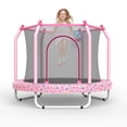 thumbnail image 3 of 55" Toddler Trampoline with Enclosure Net, SHINPT Child's Mini Trampoline with Basketball Hoop, Round Recreational Tranpolines for Birthday Gifts, Kids Trampoline for Aged 3-6, Indoor & Outdoor, 3 of 6