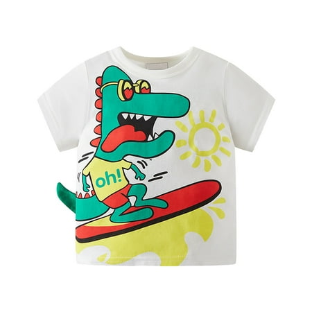 

Pimfylm Boys Tops Tees Summer Boys Short Sleeve Breathable Flexy Printed Tops White 2-3 Years