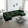 thumbnail image 2 of Comfort U Shaped Couch with Reversible Chaise, Modular Large U-Shape Sectional Sofa, Double Extra Ottomans,Green Chenille, 2 of 9