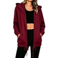 thumbnail image 3 of BVOFAR Hoodie for Women Zip Up Sweatshirts Fall Casual Hooded Jackets Lightweight Comfort Hoodies with Pockets Red L, 3 of 9