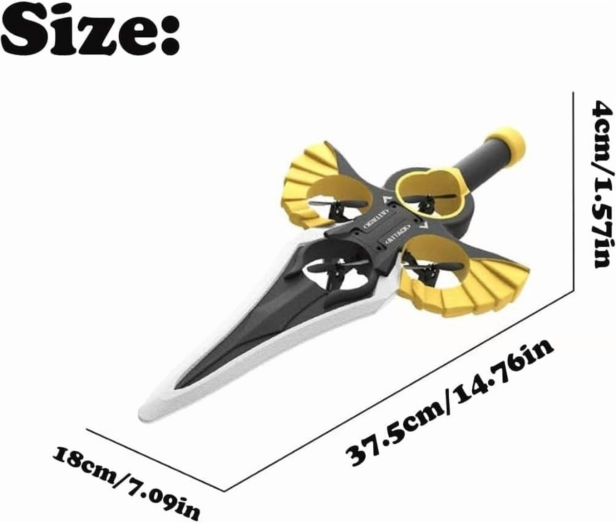 Remote Flying Sword – (Hand Wave/Controller Mode) 2025 New Stunt Flying Sword, Magic-Control Immortal, Stunt Remote-Controlled, 3-Speed Control, Lightweight Easy to Fly Rc Glider (Gold, Battery of 2)