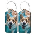 thumbnail image 5 of Rocae Sea Swimming Corgi for Leather Luggage Baggage Tags ID Label Privacy Cover ID Label with Stainless Steel Loop and Address Card, 5 of 5