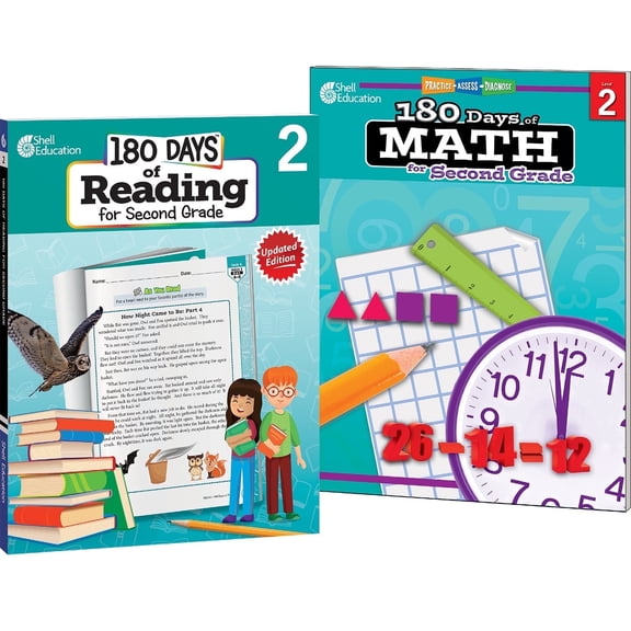 180 Days™: Reading 2nd Edition & Math Bundle for Second Grade: Fun & Effective Daily Practice for Improved Literacy and Mathematical Skills
