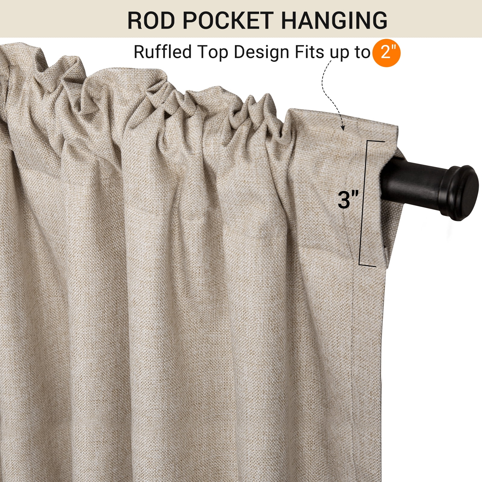 Blackout Curtains 2 Panels Set, Linen Textured Blackout Drapes, Thermal Insulated Curtains for Bedroom Living Room, W50" X L84" Oatmeal