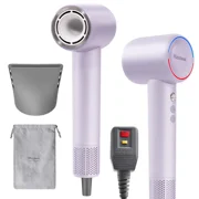 Purple Ionic High Speed Blow Dryer, Low Noise Lightweight Hair Dryer ,180000 RPM Brushless Motor, 500M Negative Ions with Thermo-Control & Magnetic Nozzle