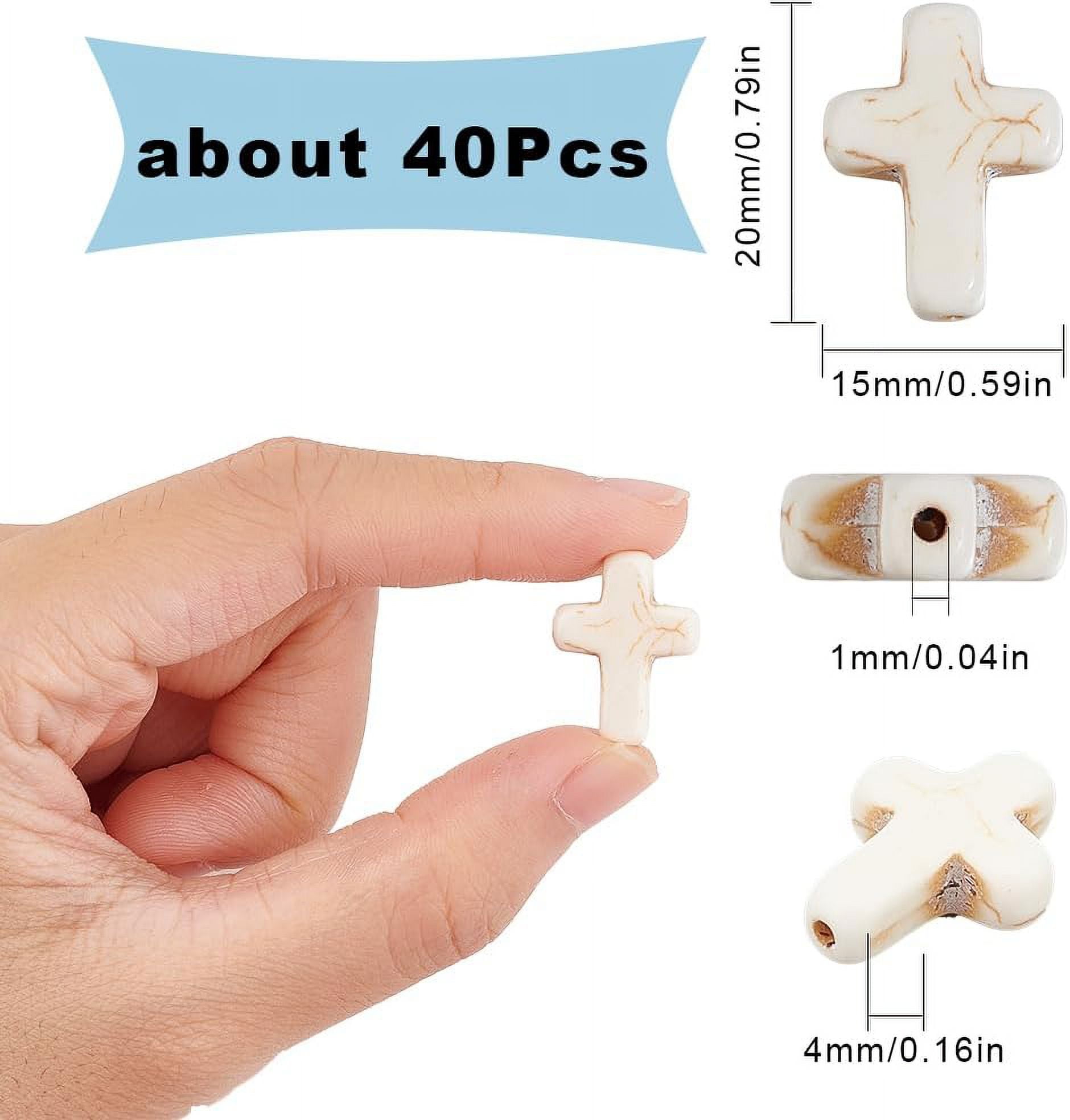 White Synthetic Turquoise Stone Bead Mini Cross Beads