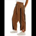 thumbnail image 3 of Pantalones Deportivos Holgados de Pierna para Mujer, Informales, con Cordón Ajustable y Cintura Elástica, en Colores Contrastantes, Estilo Y2K. Marrón Oscuro L, 3 of 7