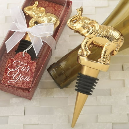 - Good Fortune Elephant Design Gold Wine Bottle Stopper, 1