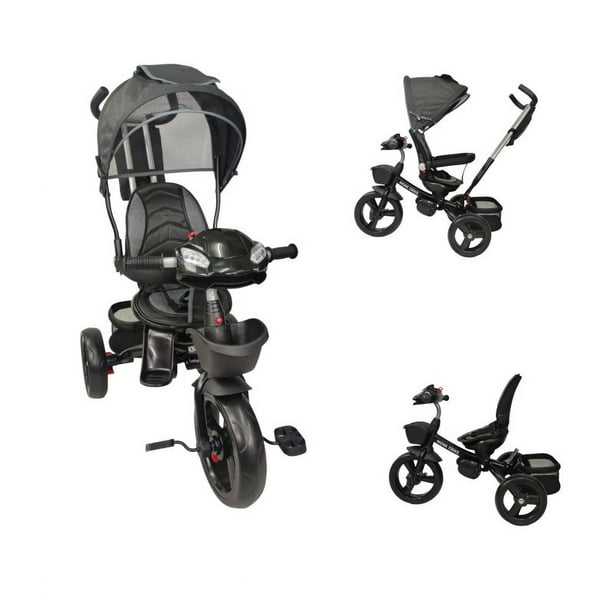 Triciclo para Niños The Baby Shop para bebés, evolutivo Luz y Sonido Negro - 7 en 1