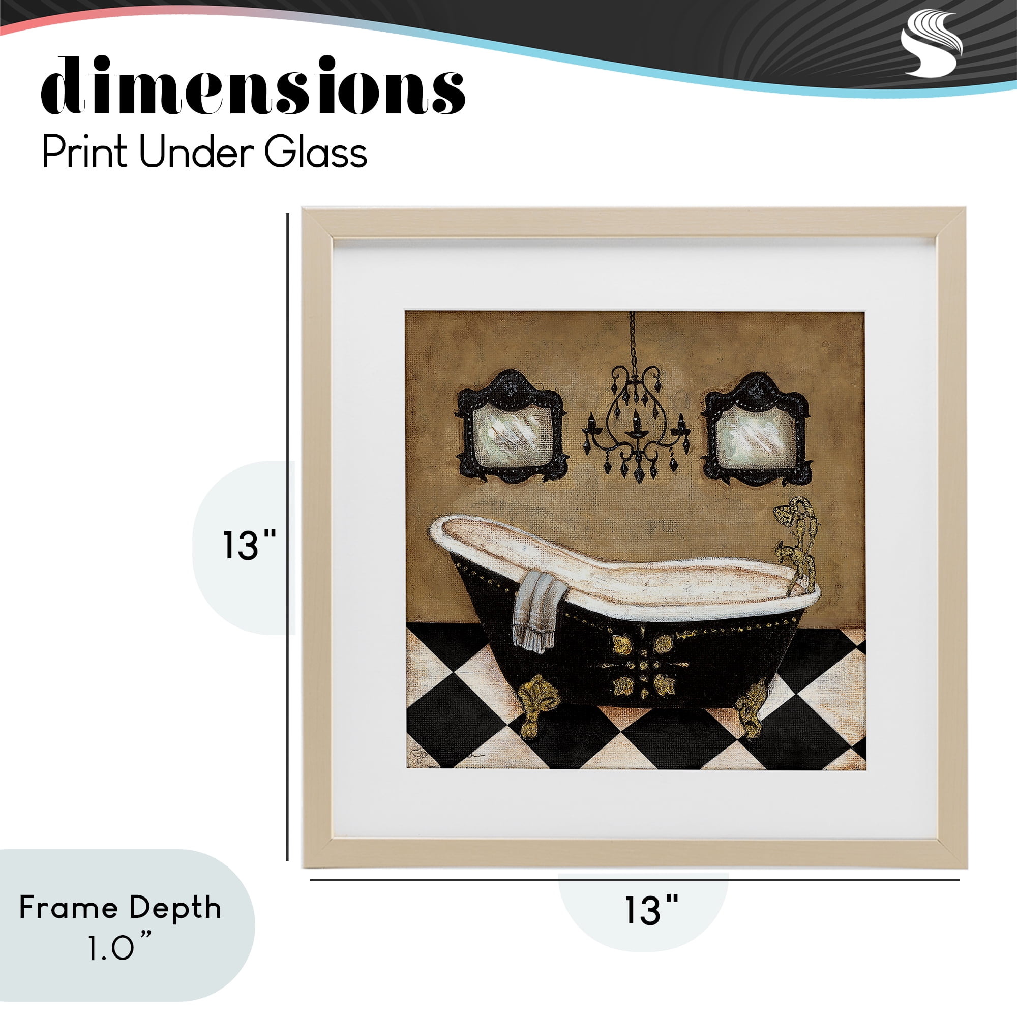 Stupell Industries Elegant Vintage Bathtub Birch Framed Print Under Glass, design by Janet Tava