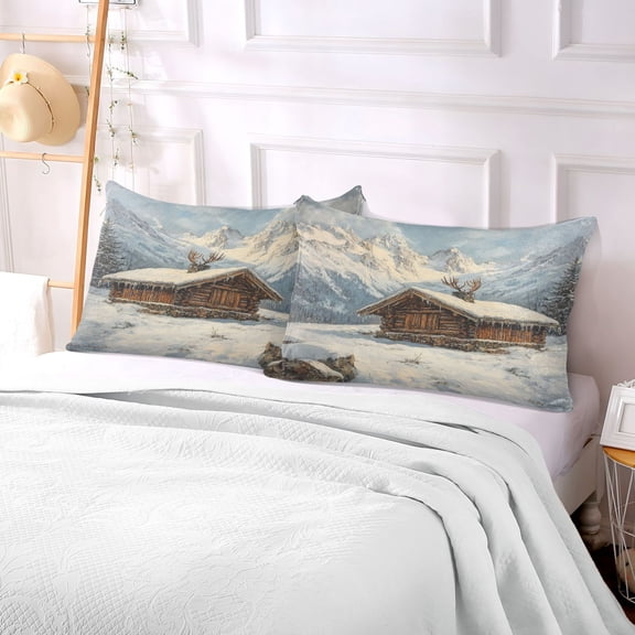 Pillow Case Plush Pillow Wooden Cabin Case standard size/King size/Queen size Bed Pillow Pillowcases