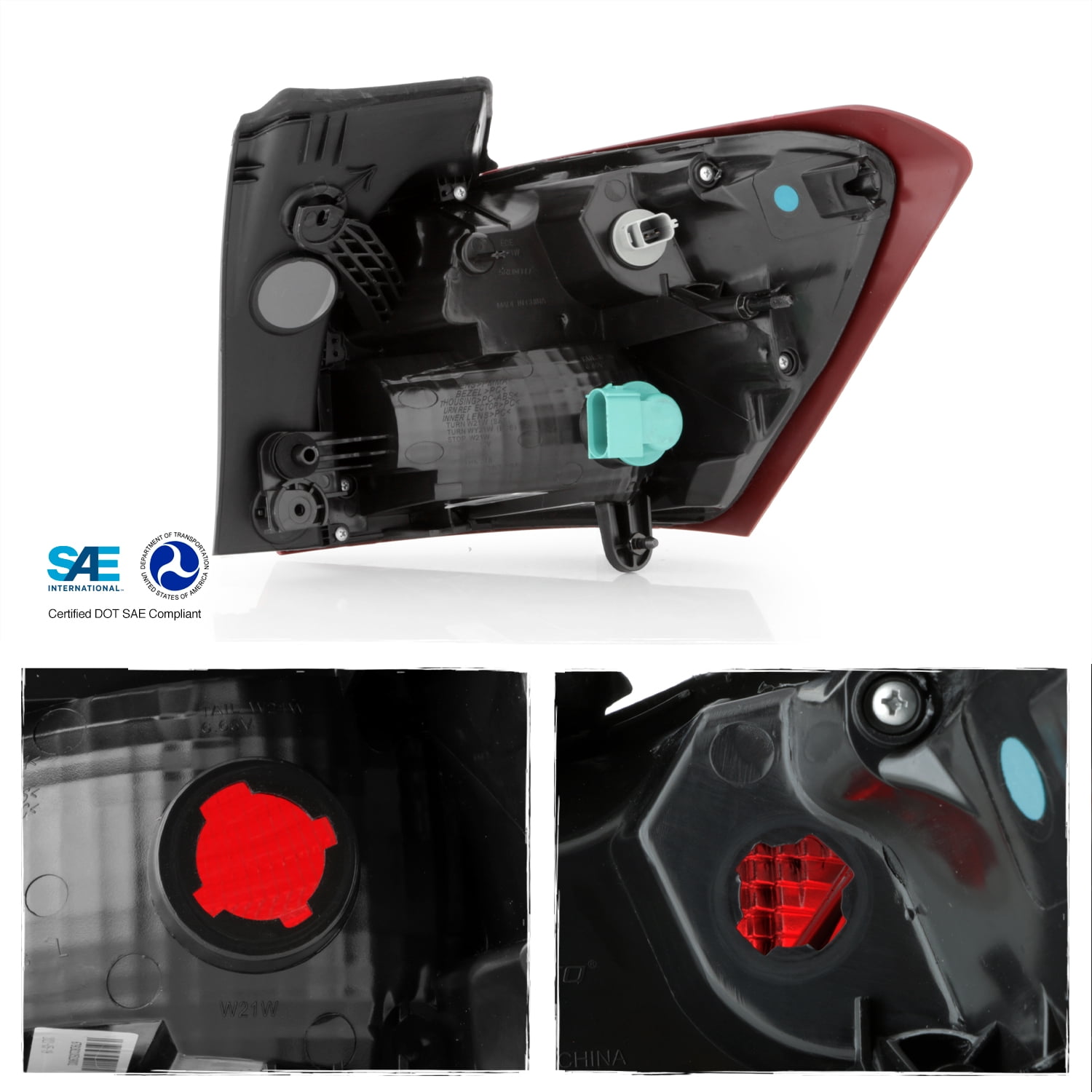 AKKON - Fits 2018 2019 2020 Chevy Equinox w/Incandescent Chrome Red Tail Light Brake Lamp Outer Passenger Right Side Replacement