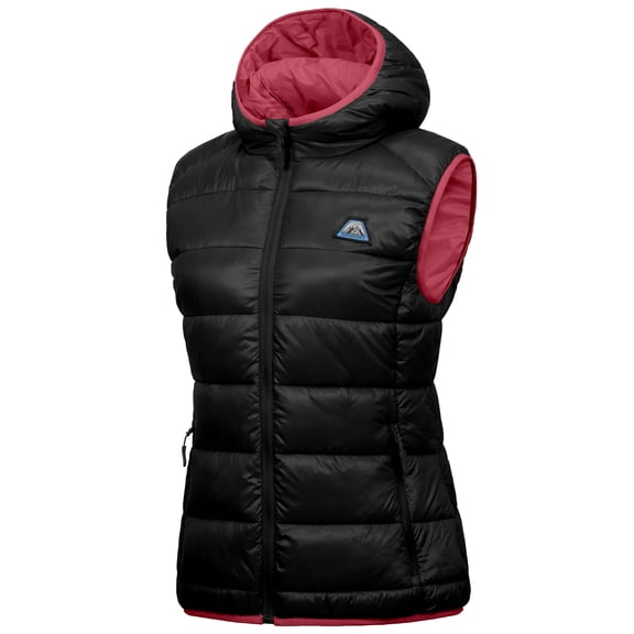Mapamyumco Women’s Puffer Vest Lightweight with Hood, Water-Resistant Jacket Sleeveless for Hiking Ski Black XS