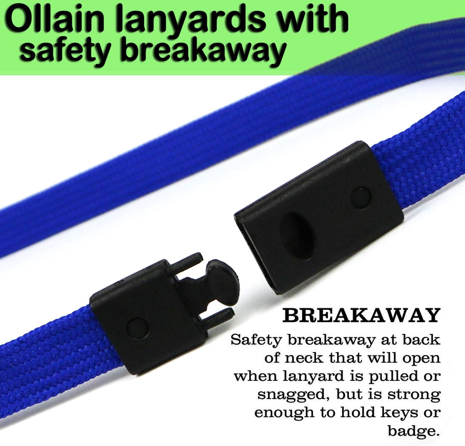 50pcs Safety Breakaway Lanyard with J-Hook Flat Lanyards for ID Badges Cruise Lanyard Bulk Preimum Lanyards for Women/Men Business Card NameTag Holder Lanyards Employee Students (Blue, Breakaway