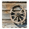 thumbnail image 3 of Ambesonne Wagon Wheel Shower Curtain, Log Wall Cart, 69"Wx84"L, Umber Beige, 3 of 3