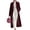 Wine, variant on EANJE Women Velvet Coat, Lapel Neck Open Front Long Duster Style Outerwear, Over‑Knee Velvet Fabric Jacket, Loose‑Fit Elegant Outer Layer for Autumn and Winter Wear Blue XL