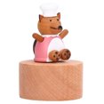 thumbnail image 2 of Mini caja de música tallada a mano, figura musical giratoria de madera, adorno con base redonda, abuela lobo, 2 of 5