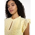 thumbnail image 5 of Time and Tru Women's Cotton Eyelet Top with Short Flutter Sleeves, Sizes XS-XXXL, 5 of 6