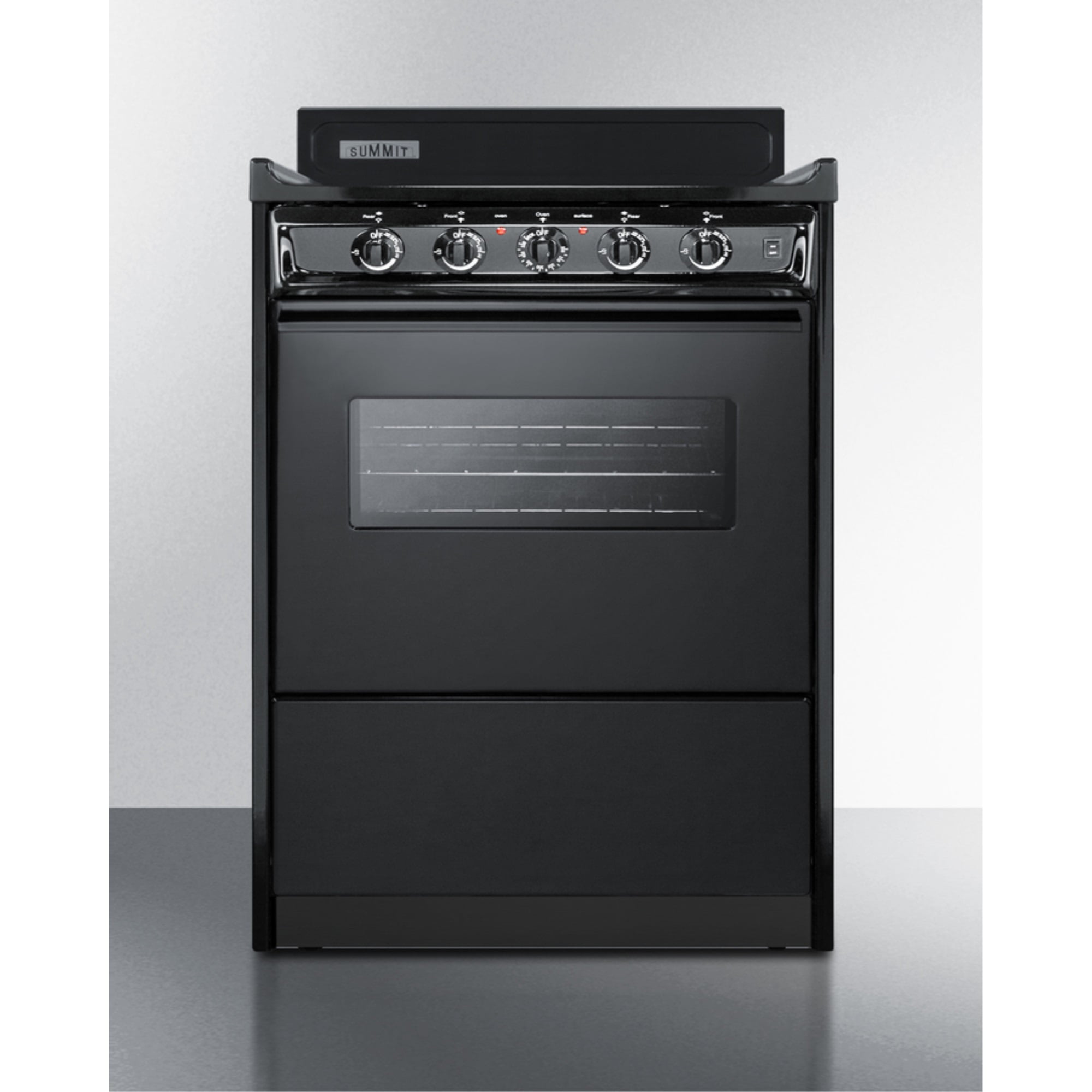 Summit TEM610CW 24''W 4-Burner Electric Coil Range - Black/Black
