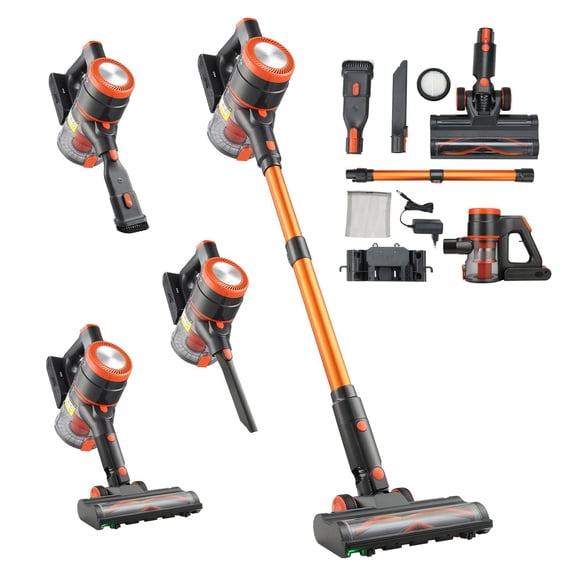 40KPA Powerful Cordless Stick Vacuum Cleaner, Anti-Tangle Design, LED Display, Rechargeable Handheld Vac, Up to 47 Mins Runtime for Hard Floor, Carpet and Pet Hair
