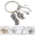 thumbnail image 3 of Shisuyan 2Set Metal Keychain Pendant Note Microphone Trumpet Alloy Silver for Music Style, 3 of 8