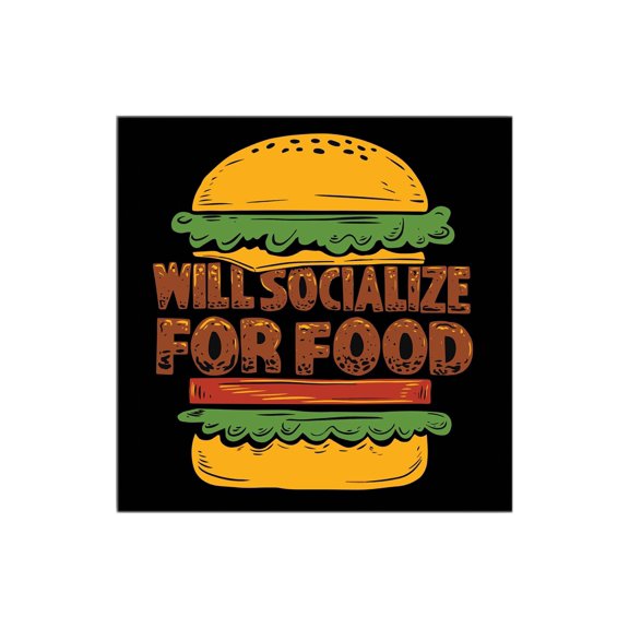 Socialize For Food Orange Burger 12 x 12 Wood Wall Sign Plaque