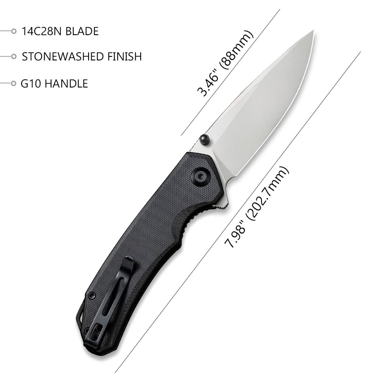 CIVIVI Brazen Pocket Folding Knife 3.46" 14C28N Blade C2102C