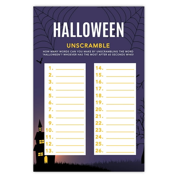 Koyal Wholesale Halloween Party How Many Words Can You Make Game Cards for Fun Activities, Haunted House, Pk-24