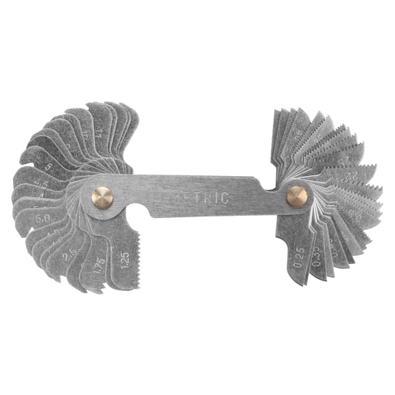 Performance Tool W8655 Combination Thread Pitch Gauge - Standard and Metric, 60 Degree Angle, 28 standard, 24 metric gauges