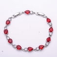 thumbnail image 2 of Red Garnet & Cubic Zirconia 925 Sterling Silver Tennis Bracelet 7.99" B973274236, New Year Sale, Valentin's Day Gift, 2 of 4
